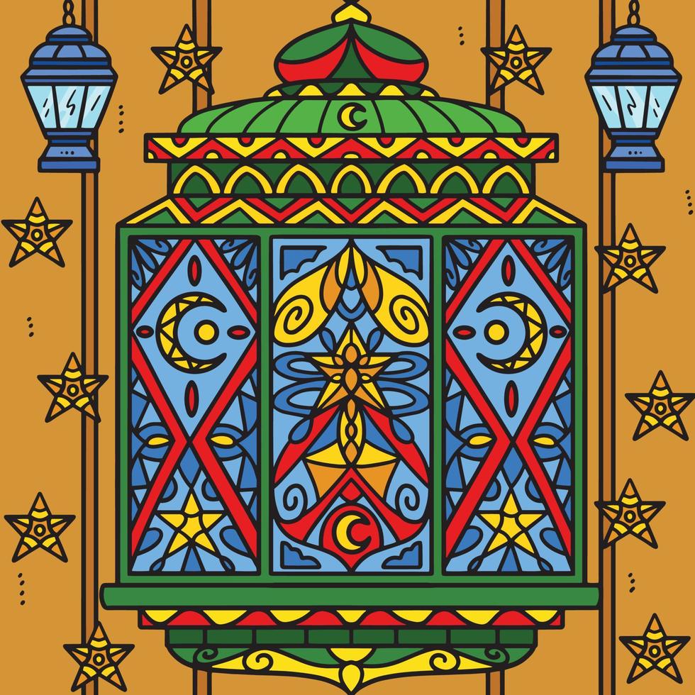 Ramadan lantaarn mandala gekleurde tekenfilm vector