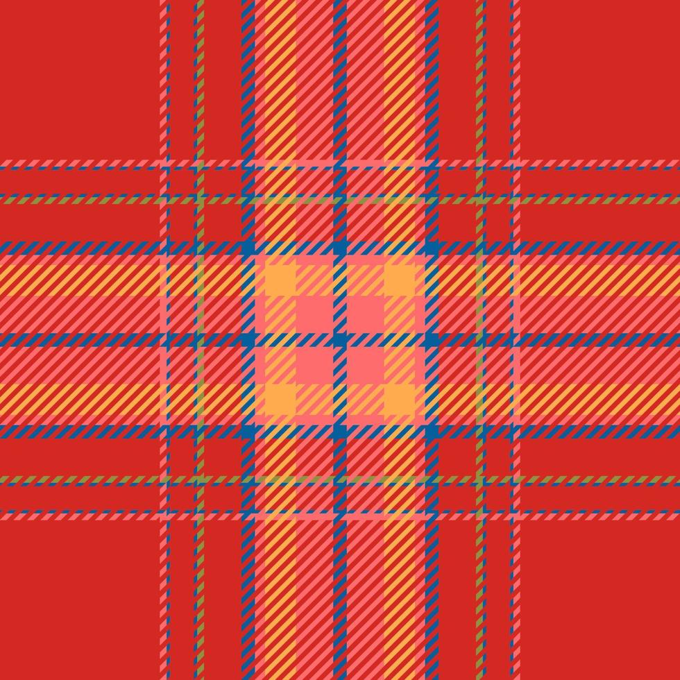 plaid controleren patroon in oranje en rood kleuren. naadloos kleding stof textuur. Schotse ruit textiel afdrukken. vector