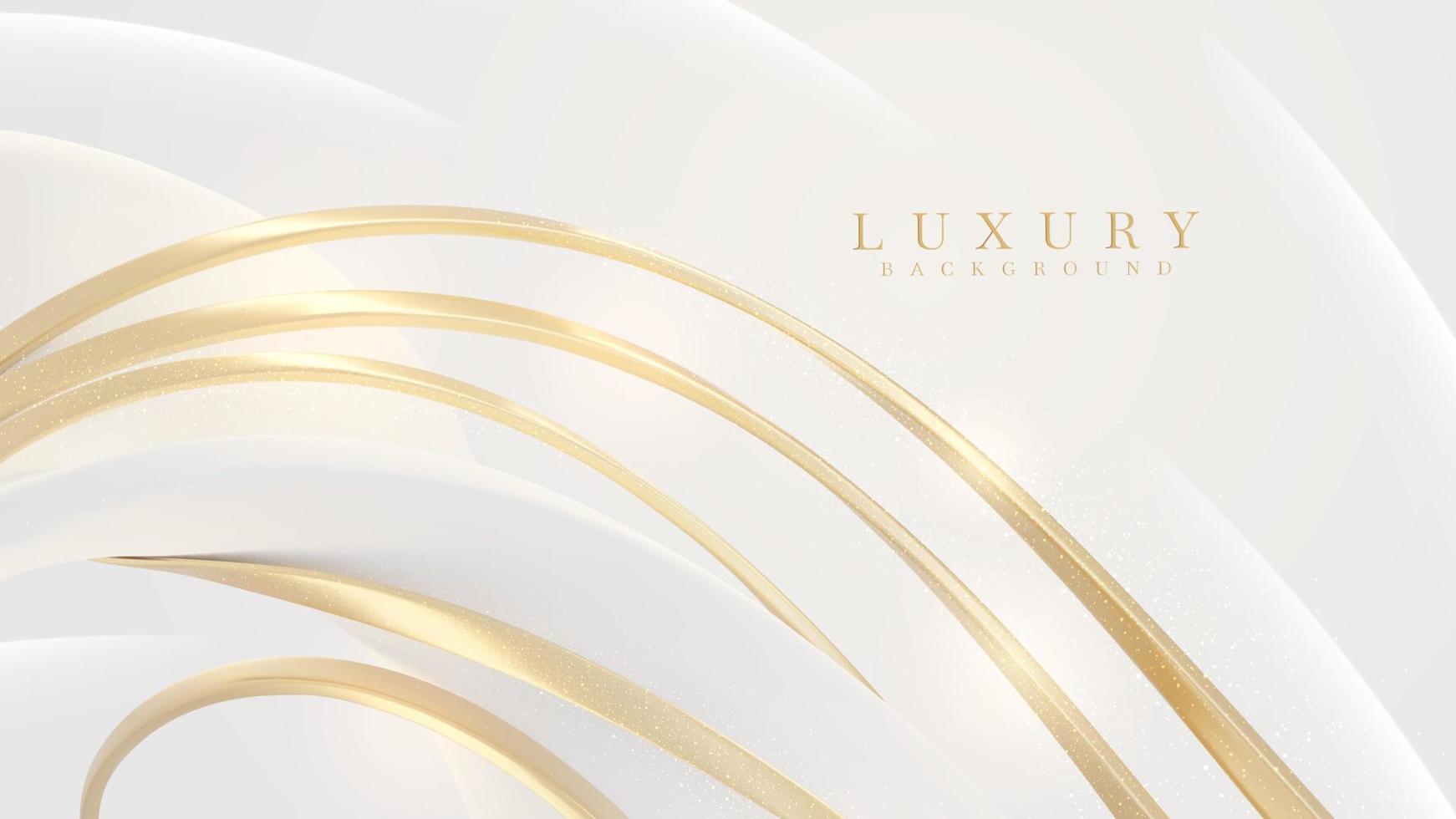 wit achtergrond met gouden kromme lijn element en schitteren licht effect decoratie. luxe stijl ontwerp concept. vector