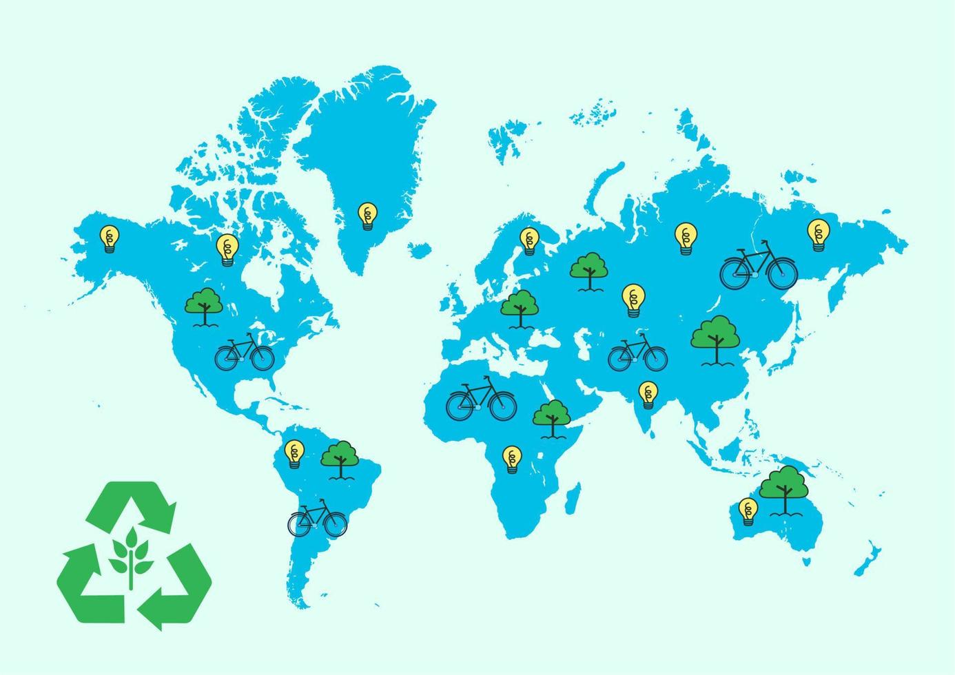 opslaan de planeet ontwerp. nul afval. wereld kaart. vector