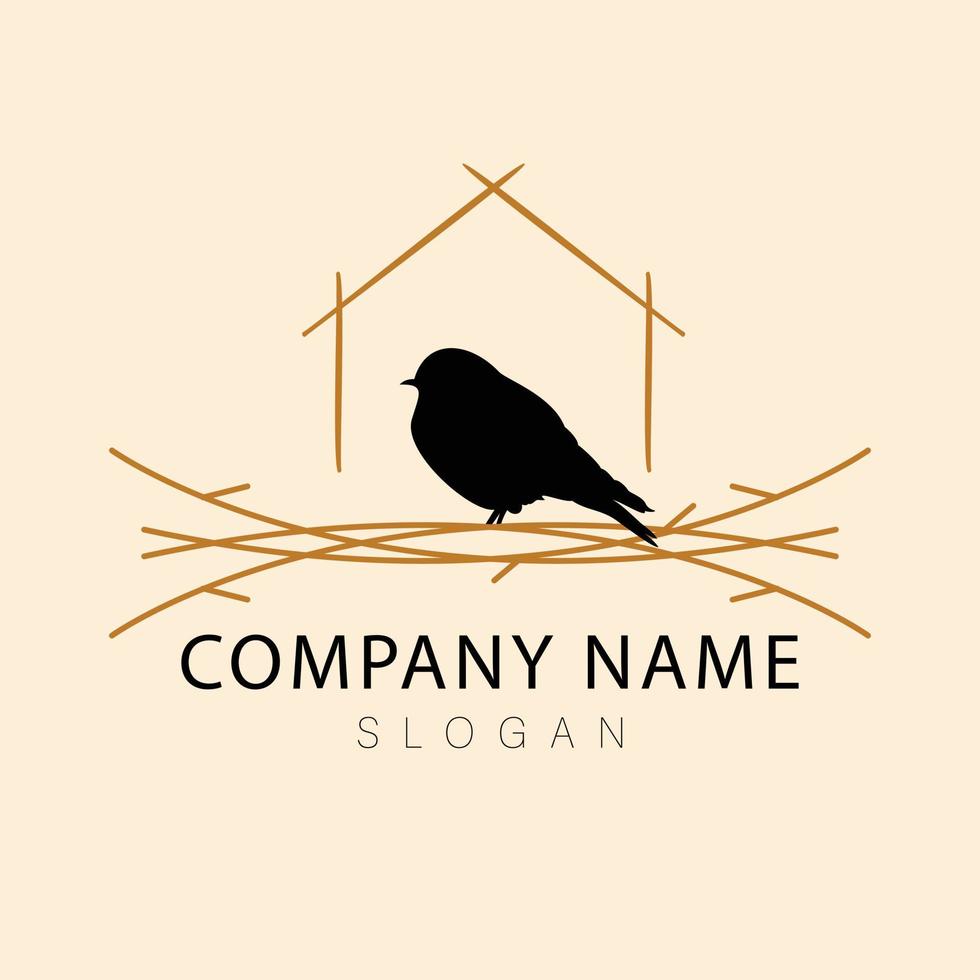 vogel logo vector lijn schets monoline icoon illustratie, elegant en gemakkelijk silhouet. vogel in nest logo. universeel logo met premie vogel symbool.