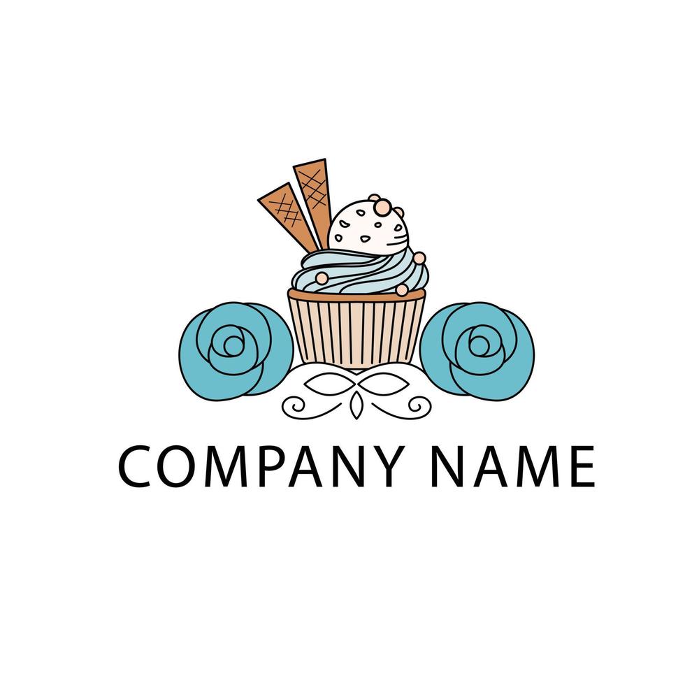 vector logo ontwerpsjabloon. cupcakes bakkerij icoon. suiker shake cupcake logo ontwerp.