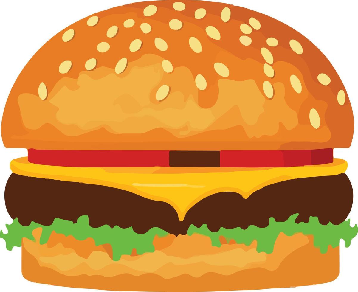 realistisch cheeseburger illustratie met sesam zaden vector