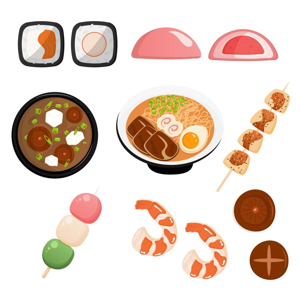 Aziatisch voedsel set. vector illustratie.