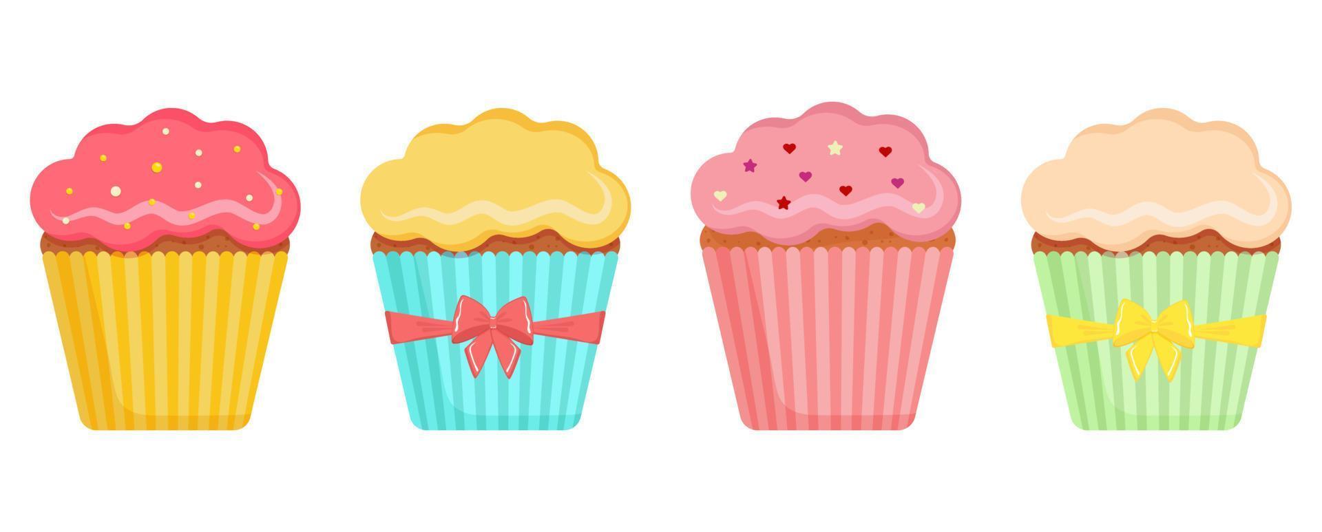 kleurrijk muffin verzameling. vector illustratie.