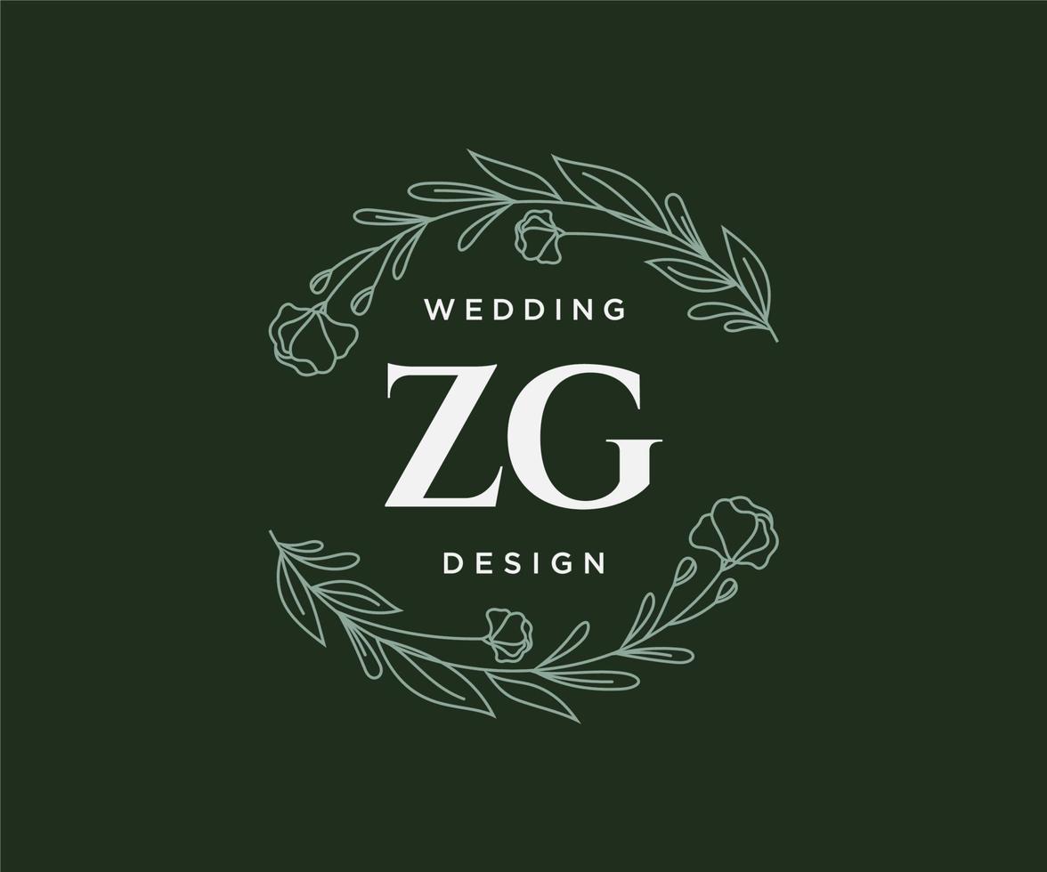 zg initialen brief bruiloft monogram logos verzameling, hand- getrokken modern minimalistisch en bloemen Sjablonen voor uitnodiging kaarten, opslaan de datum, elegant identiteit voor restaurant, boetiek, cafe in vector