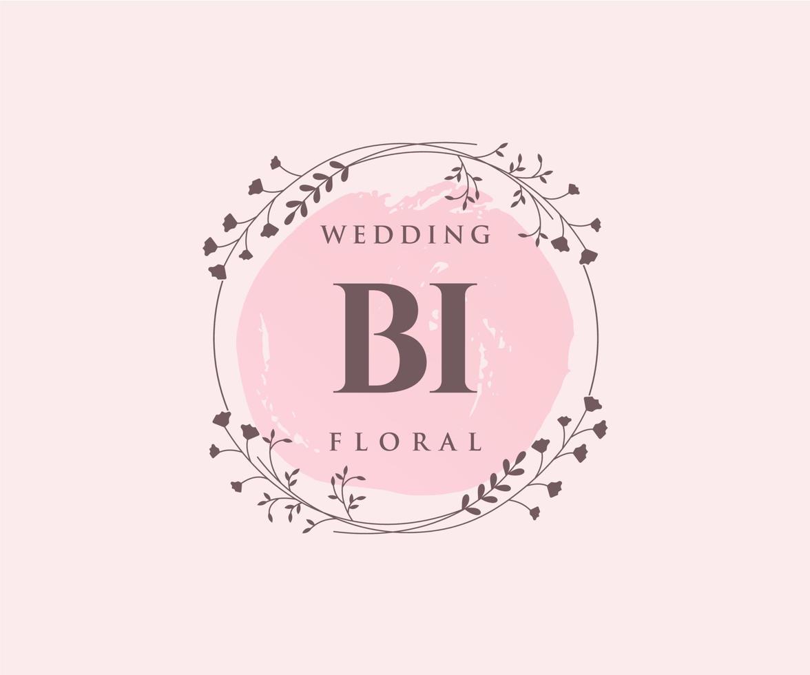 bi initialen brief bruiloft monogram logos sjabloon, hand- getrokken modern minimalistisch en bloemen Sjablonen voor uitnodiging kaarten, opslaan de datum, elegant identiteit. vector