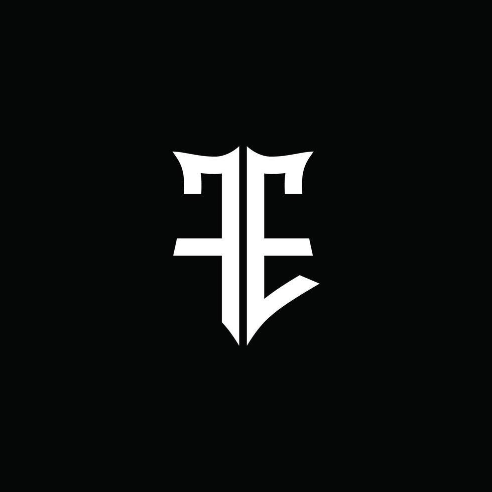 Fe monogram brief logo lint met schild stijl geïsoleerd op zwarte achtergrond vector
