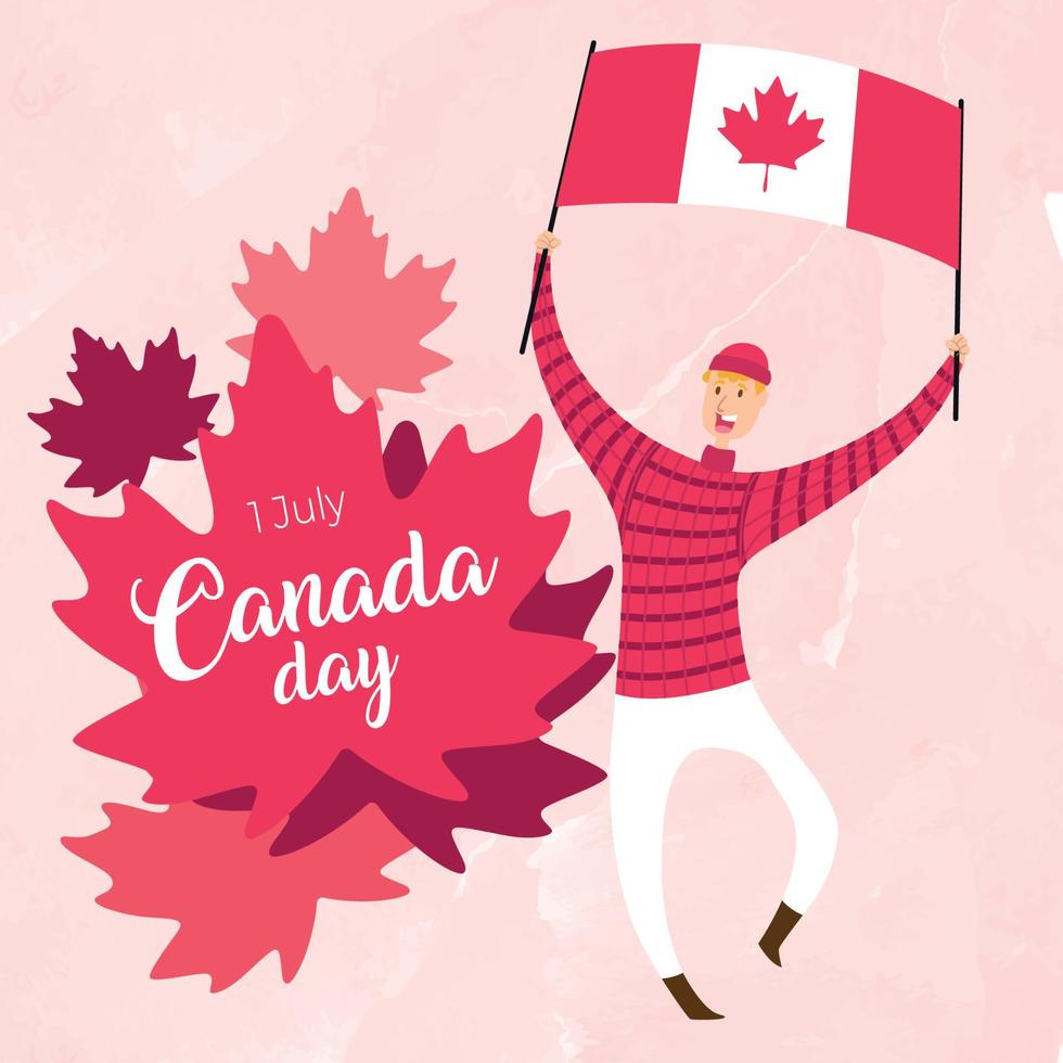 gelukkig jongen tekenfilm golvend een vlag van Canada gelukkig Canada dag vector