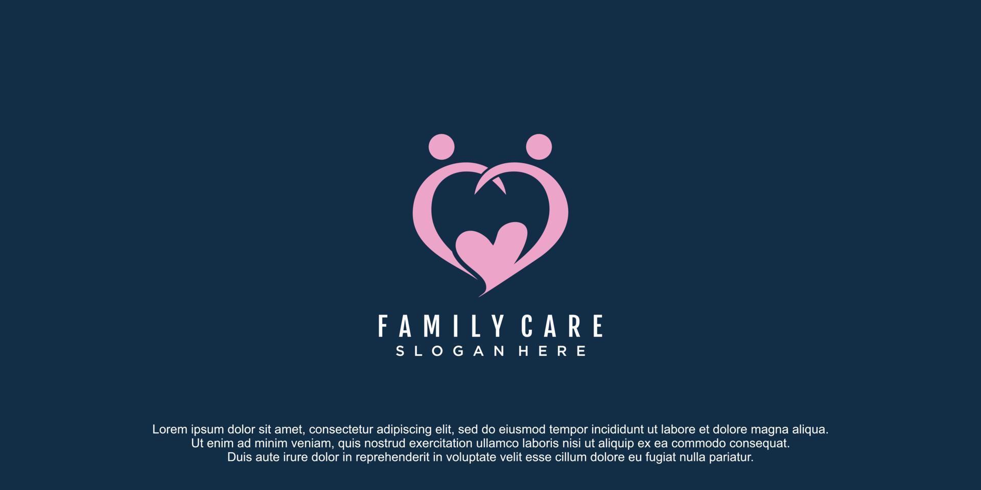 familie zorg logo met liefde concept ontwerp icoon vector illustratie