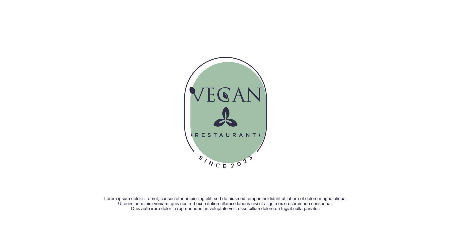 veganistisch voedsel logo met creatief en uniek ontwerp icoon vector illustratie