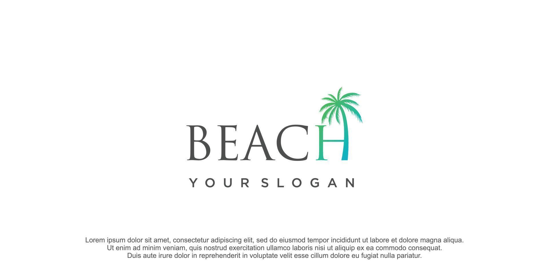 palm strand logo met creatief stijl en uniek element ontwerp premie vector