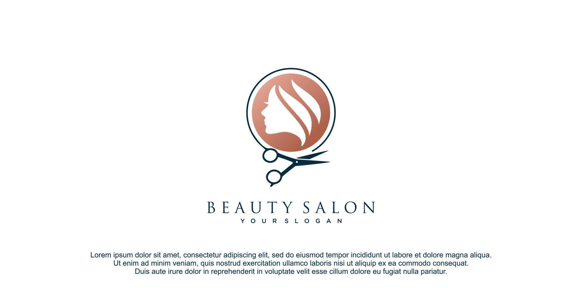 schoonheid salon logo met creatief concept en uniek element ontwerp icoon premie vector