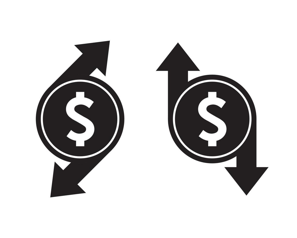 dollar prijs omhoog naar beneden icoon vector. stijgen en vallen valuta concept vector