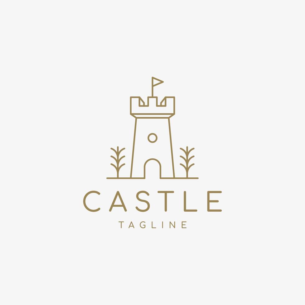 kasteel logo ontwerp sjabloon. kasteel toren vector lijn kunst.