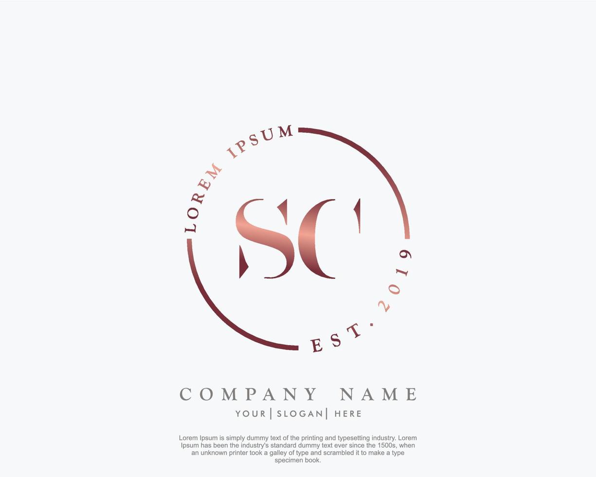 eerste brief sc vrouwelijk logo schoonheid monogram en elegant logo ontwerp, handschrift logo van eerste handtekening, bruiloft, mode, bloemen en botanisch met creatief sjabloon vector