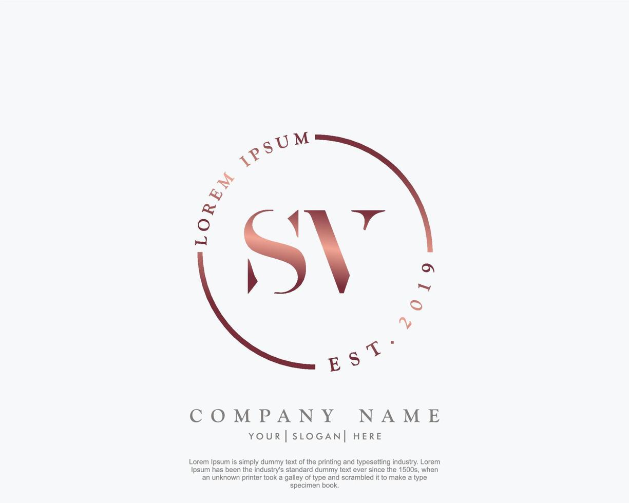 eerste brief sv vrouwelijk logo schoonheid monogram en elegant logo ontwerp, handschrift logo van eerste handtekening, bruiloft, mode, bloemen en botanisch met creatief sjabloon vector