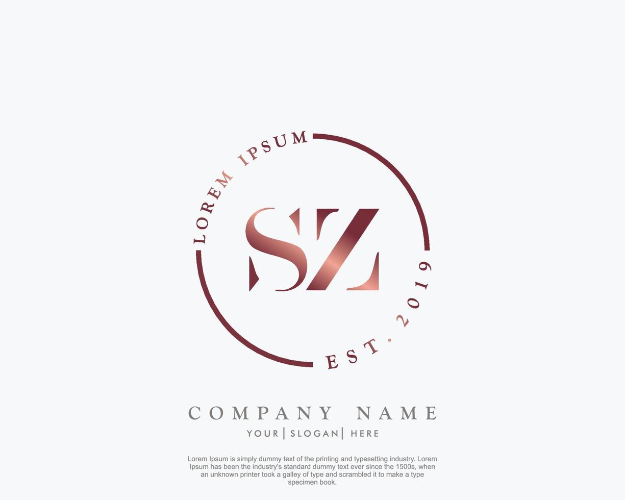 eerste brief sz vrouwelijk logo schoonheid monogram en elegant logo ontwerp, handschrift logo van eerste handtekening, bruiloft, mode, bloemen en botanisch met creatief sjabloon vector