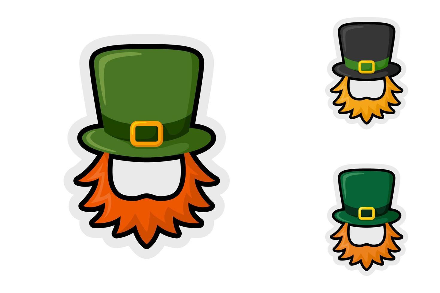 Notitie sticker reeks met elf van Ierse folklore hoed en baard vector