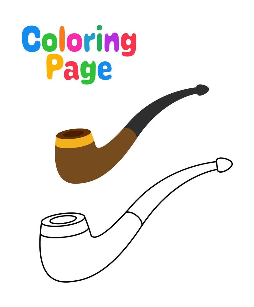 kleur bladzijde met roken pijp voor kinderen vector
