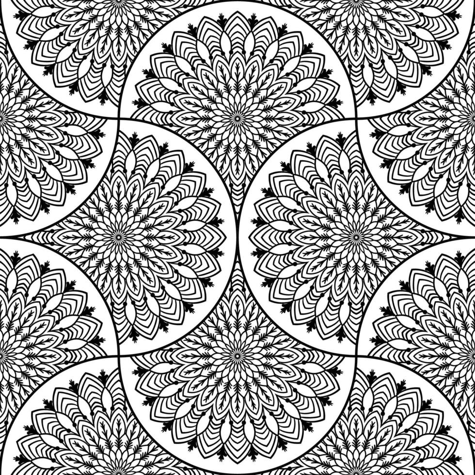 abstract mandala vis schaal naadloos patroon. sier- tegel, mozaïek- achtergrond. bloemen lapwerk oneindigheid kaart. Arabisch, Indisch, poef motieven. vector