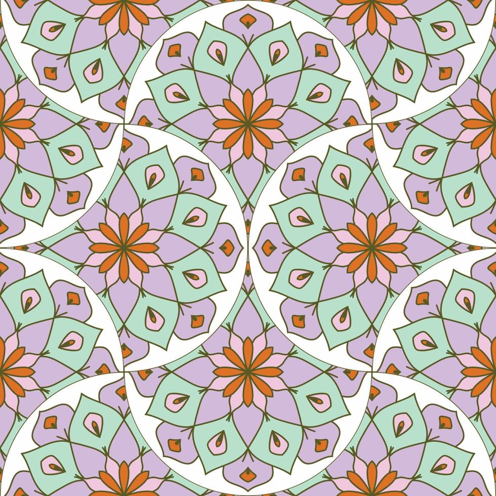 abstract mandala vis schaal naadloos patroon. sier- tegel, mozaïek- achtergrond. bloemen lapwerk oneindigheid kaart. Arabisch, Indisch, poef motieven. vector