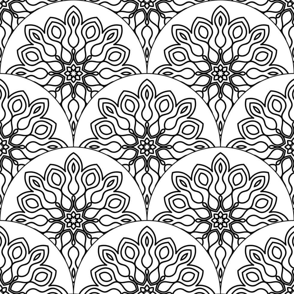 abstract mandala vis schaal naadloos patroon. sier- tegel, mozaïek- achtergrond. bloemen lapwerk oneindigheid kaart. Arabisch, Indisch, poef motieven. vector