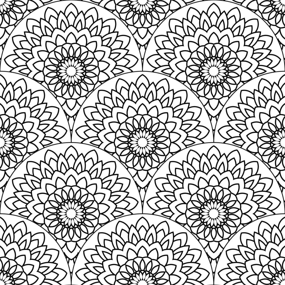 abstract mandala vis schaal naadloos patroon. sier- tegel, mozaïek- achtergrond. bloemen lapwerk oneindigheid kaart. Arabisch, Indisch, poef motieven. vector