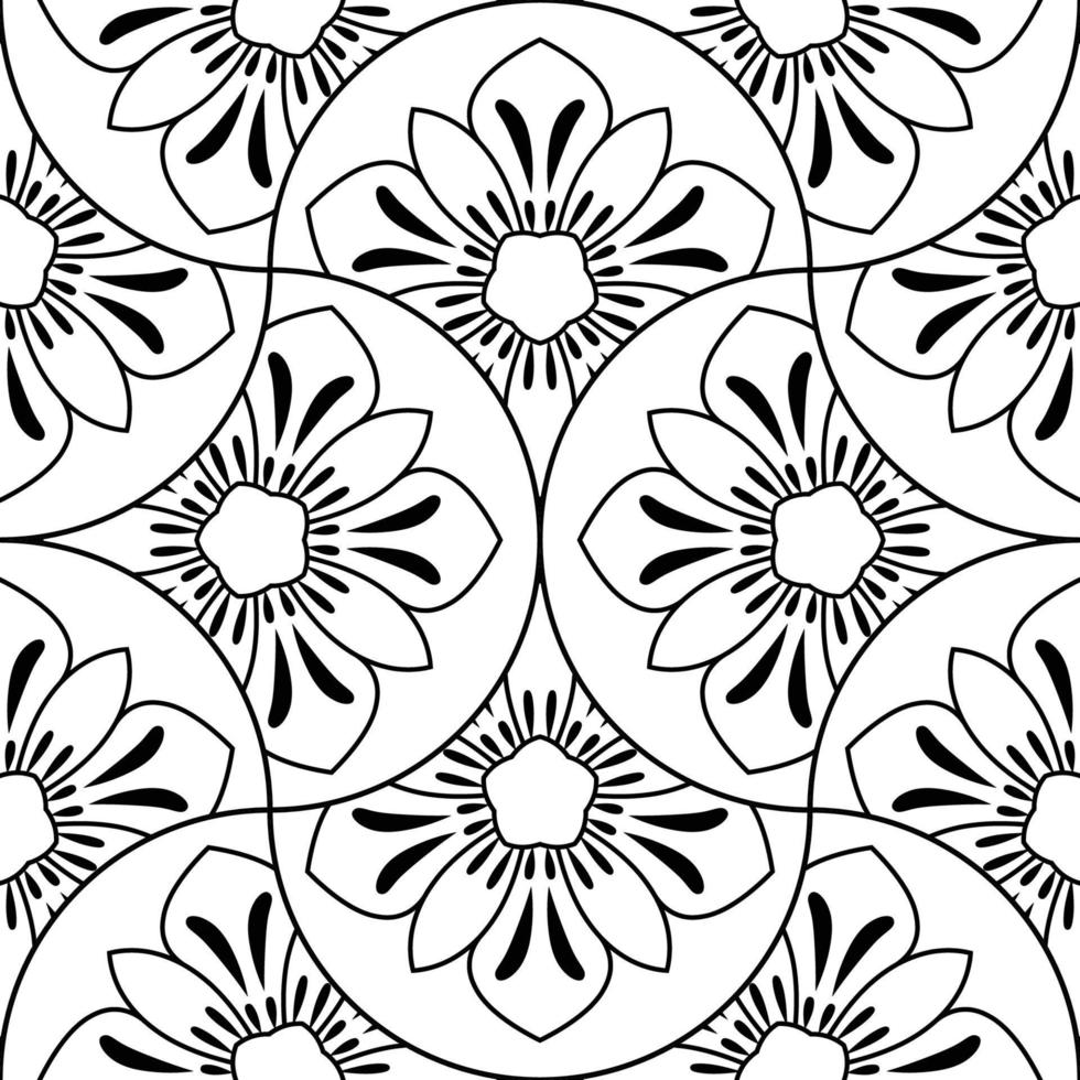 abstract mandala vis schaal naadloos patroon. sier- tegel, mozaïek- achtergrond. bloemen lapwerk oneindigheid kaart. Arabisch, Indisch, poef motieven. vector