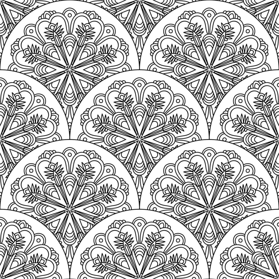 abstract mandala vis schaal naadloos patroon. sier- tegel, mozaïek- achtergrond. bloemen lapwerk oneindigheid kaart. Arabisch, Indisch, poef motieven. vector