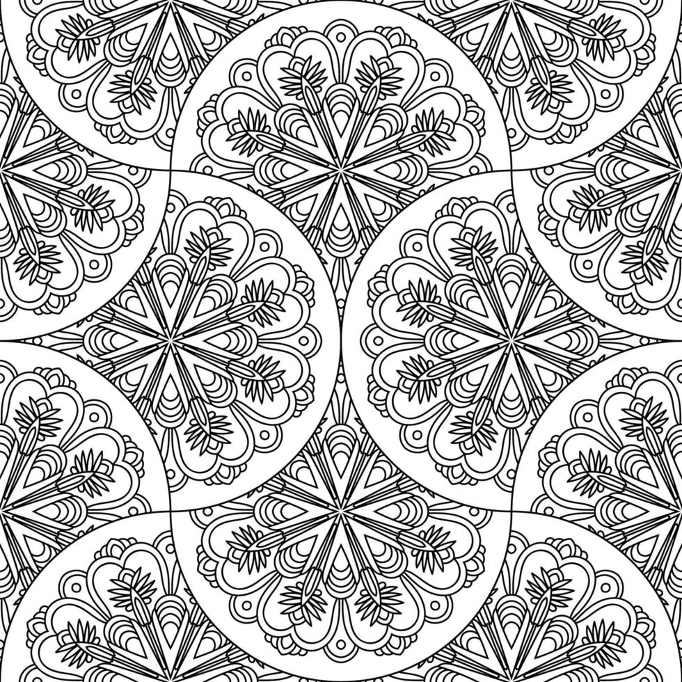 abstract mandala vis schaal naadloos patroon. sier- tegel, mozaïek- achtergrond. bloemen lapwerk oneindigheid kaart. Arabisch, Indisch, poef motieven. vector