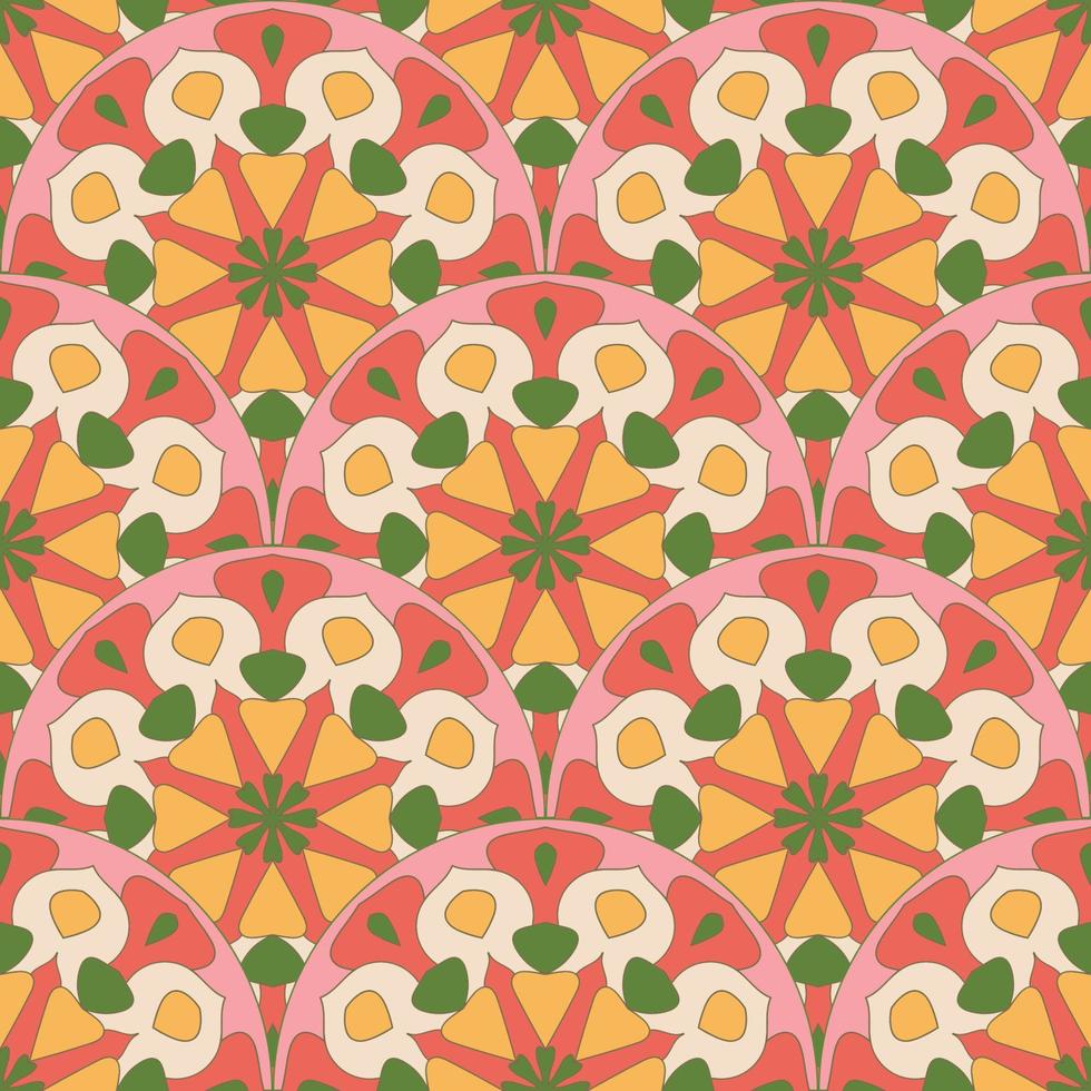 abstract mandala vis schaal naadloos patroon. sier- tegel, mozaïek- achtergrond. bloemen lapwerk oneindigheid kaart. Arabisch, Indisch, poef motieven. vector