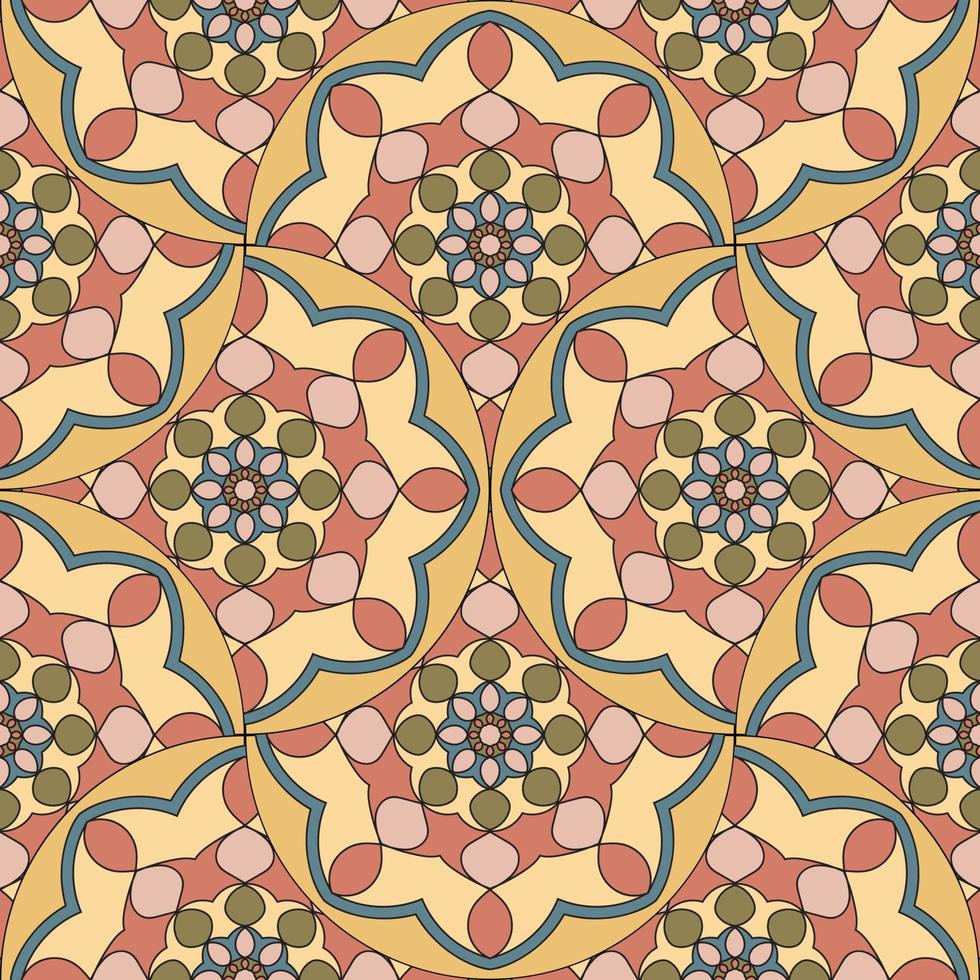 abstract mandala vis schaal naadloos patroon. sier- tegel, mozaïek- achtergrond. bloemen lapwerk oneindigheid kaart. Arabisch, Indisch, poef motieven. vector