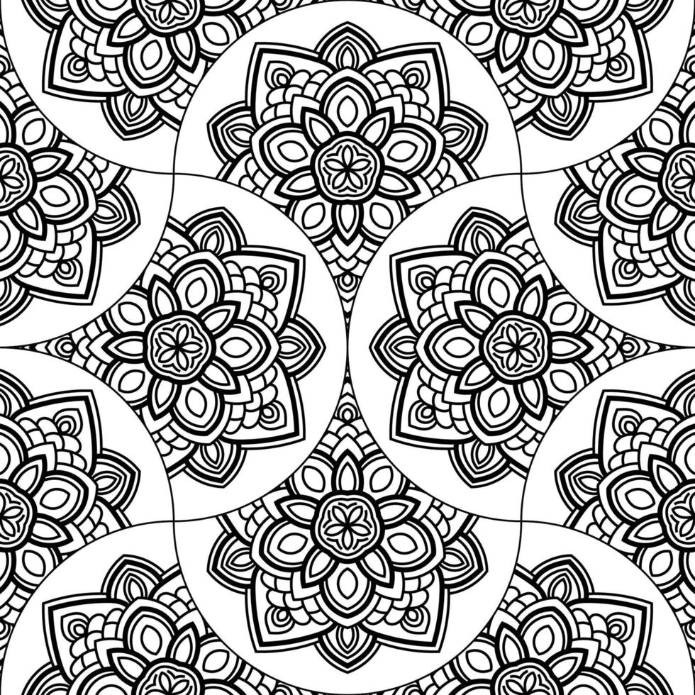 abstract mandala vis schaal naadloos patroon. sier- tegel, mozaïek- achtergrond. bloemen lapwerk oneindigheid kaart. Arabisch, Indisch, poef motieven. vector