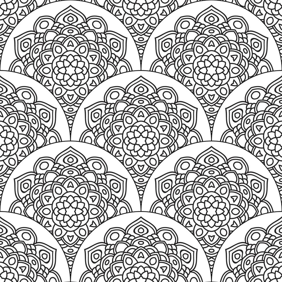 abstract mandala vis schaal naadloos patroon. sier- tegel, mozaïek- achtergrond. bloemen lapwerk oneindigheid kaart. Arabisch, Indisch, poef motieven. vector