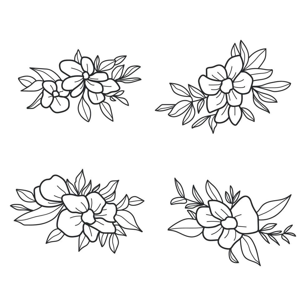 zwart schets met blad decoratie en bloemen decoratie uitnodiging vector