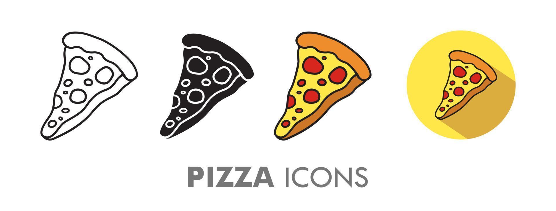 hand- getrokken pizza plak icoon reeks vector illustratie