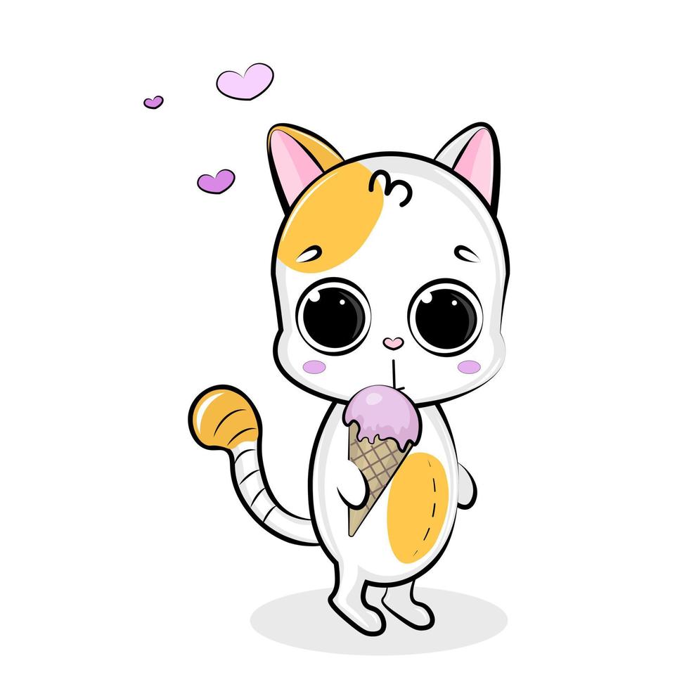 schattig kat met ijs room vector