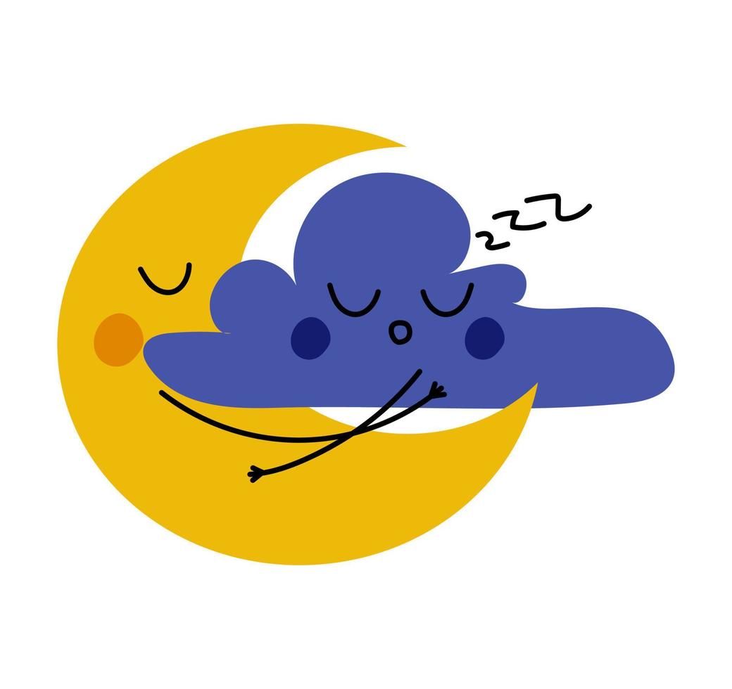 maan en wolk knuffels vector illustratie geïsoleerd Aan wit