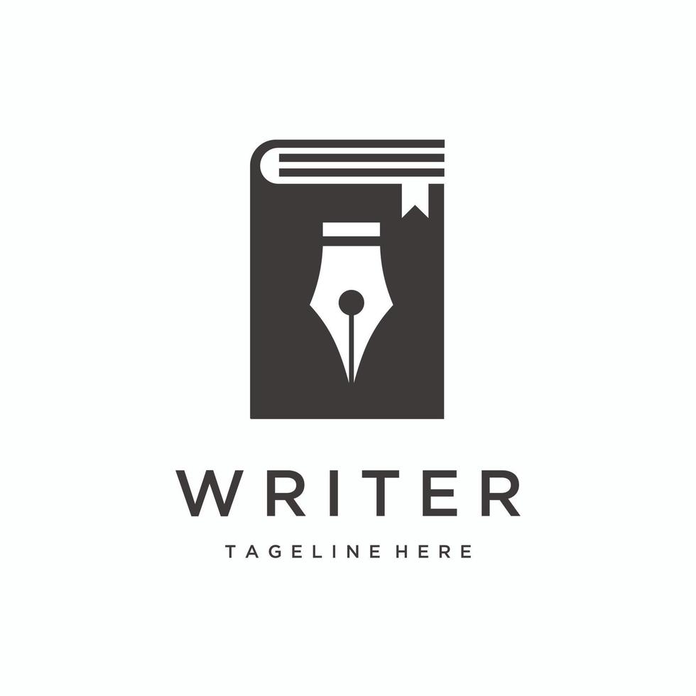 schrijven pen boek logo ontwerp creatief symbool vector