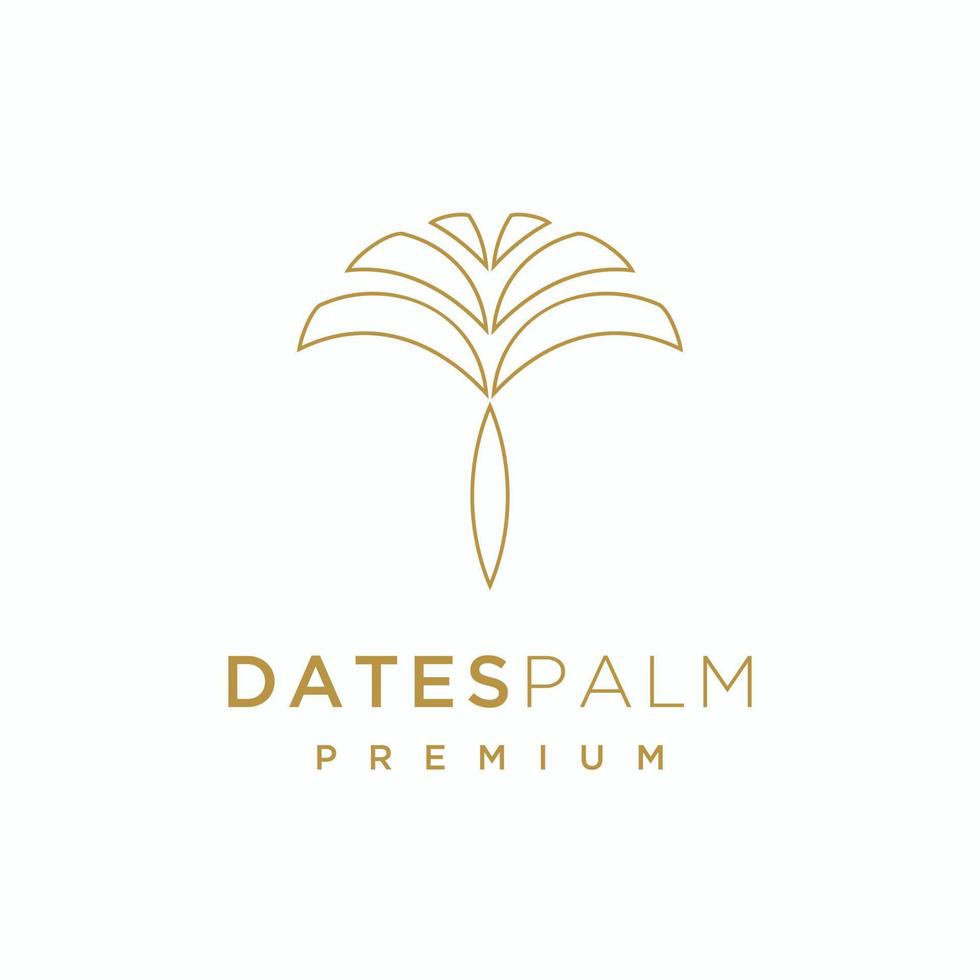 luxe minimalistische datum palm goud logo ontwerp sjabloon vector