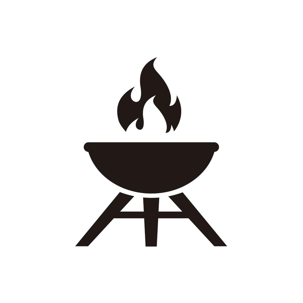 bbq rooster gemakkelijk icoon .barbecue met rook of stoom- logo vector illustratie