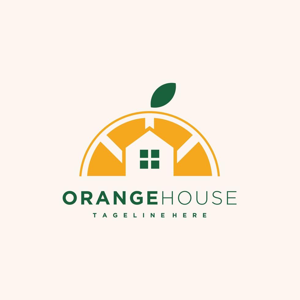 oranje huis fruit logo ontwerp sjabloon vector