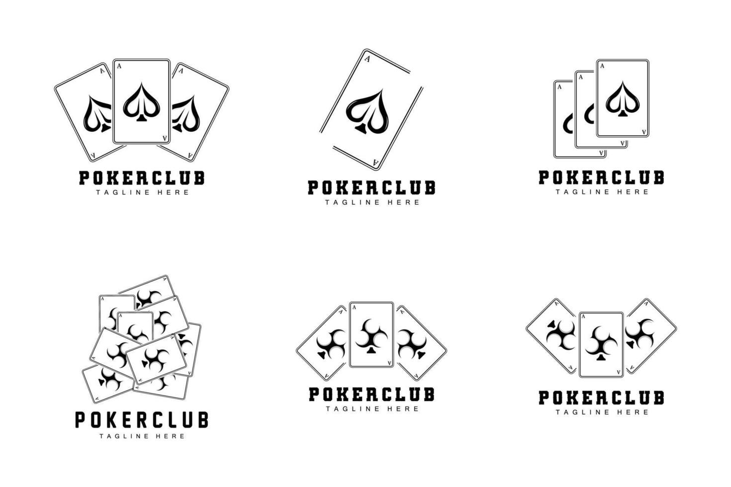 poker casino kaart logo, diamant kaart icoon, harten, schoppen, ace. het gokken spel poker club ontwerp vector