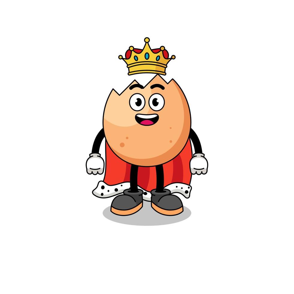 mascotte illustratie van gebarsten ei koning vector