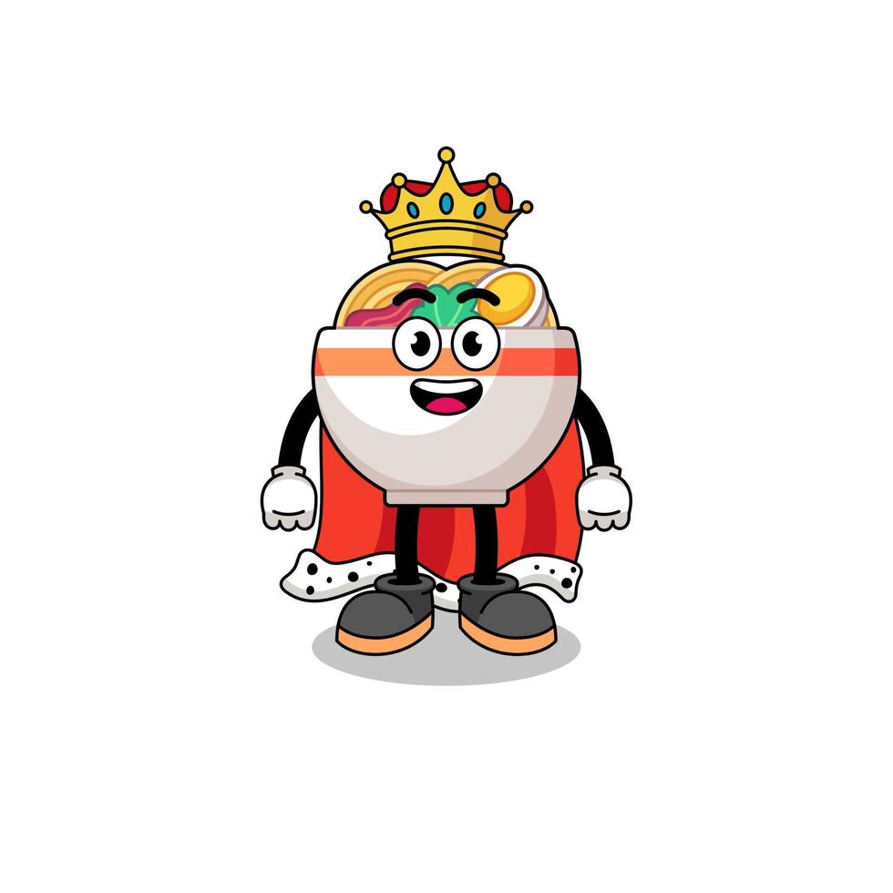 mascotte illustratie van noodle kom koning vector