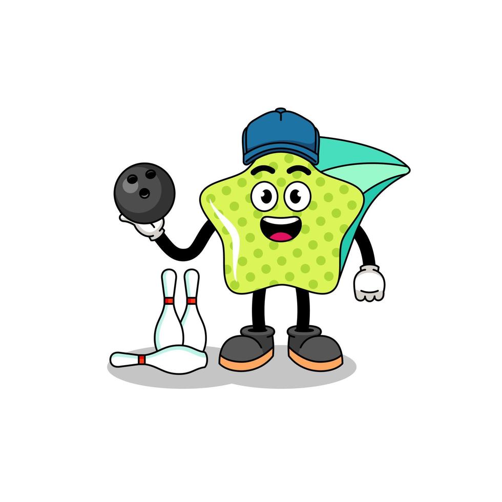 mascotte van het schieten ster net zo een bowling speler vector