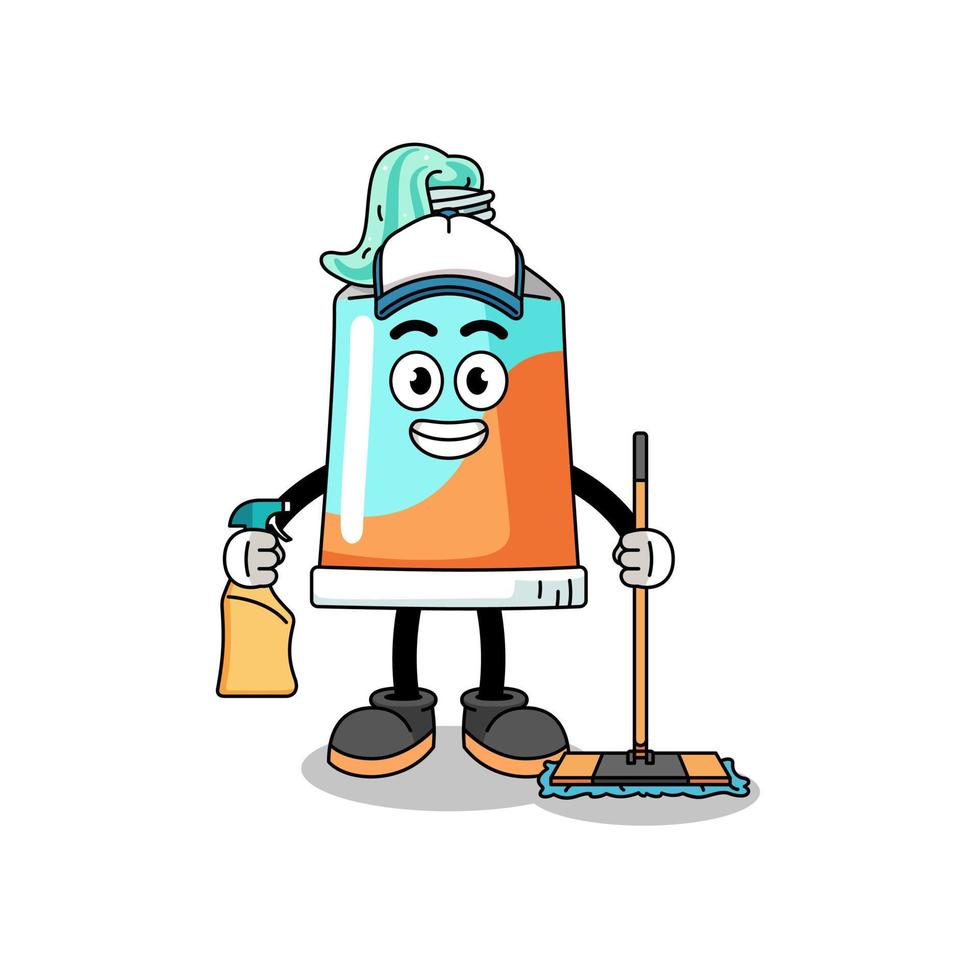 karakter mascotte van tandpasta net zo een schoonmaak Diensten vector