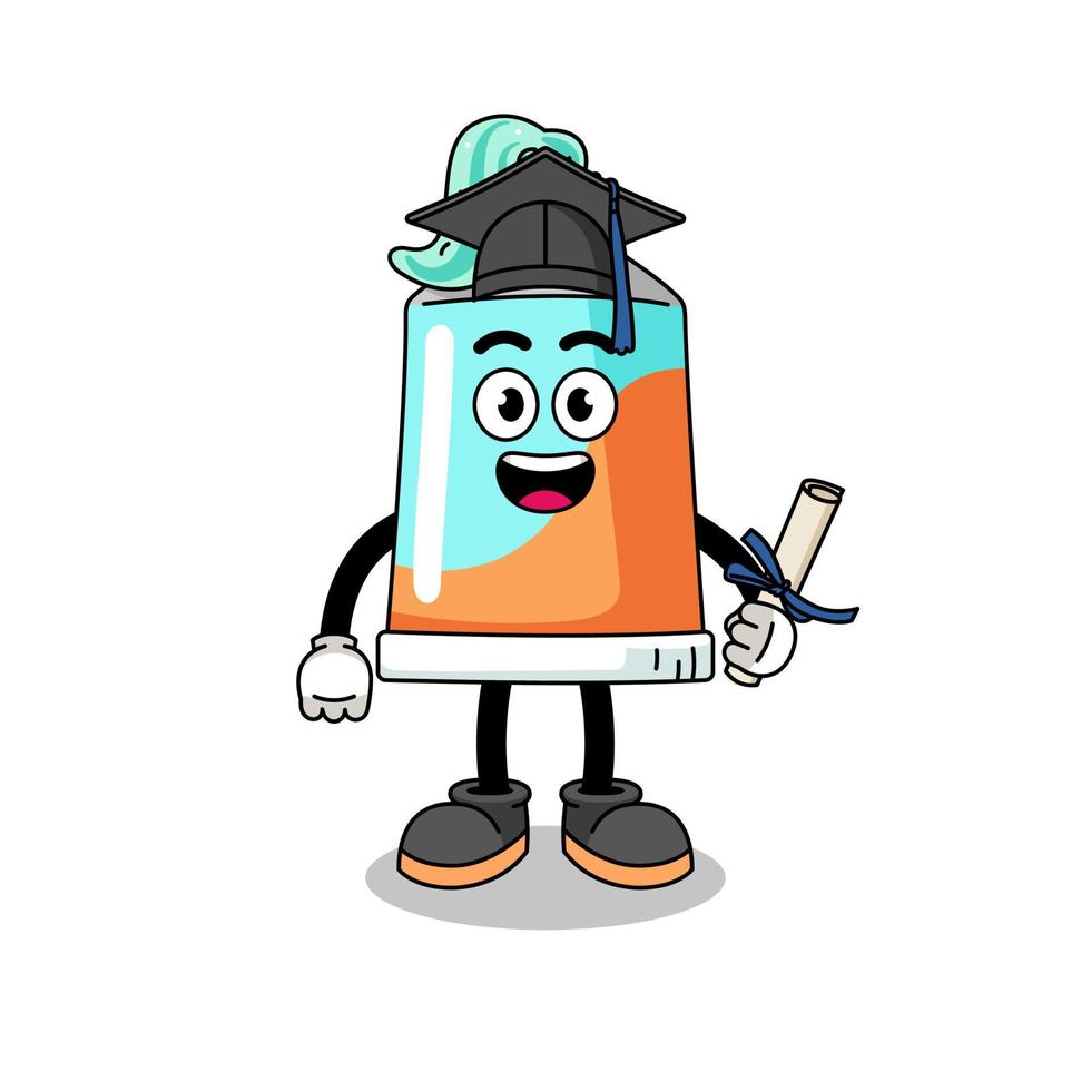 tandpasta mascotte met diploma uitreiking houding vector