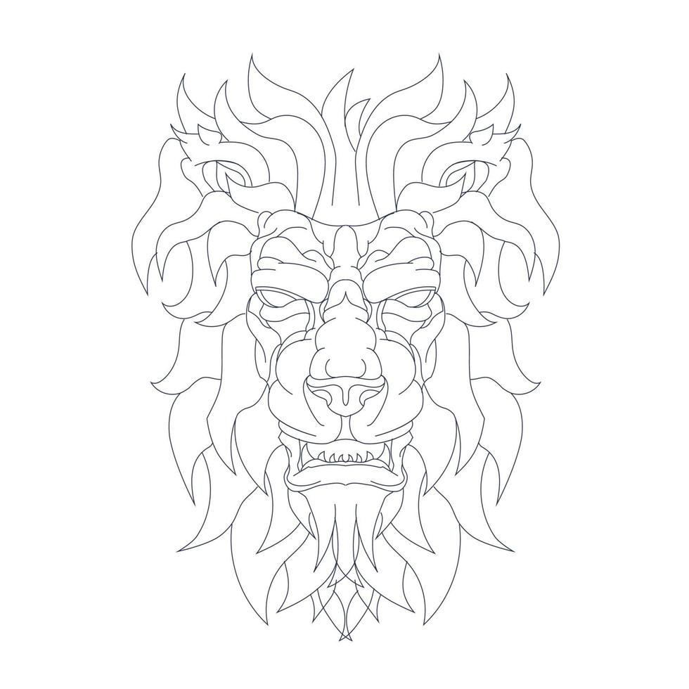vector hand getekende illustratie van boze leeuw